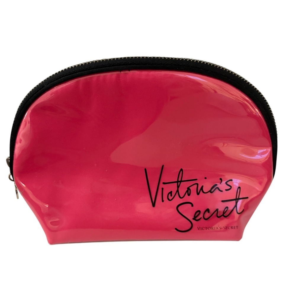 Victoria's Secret Pink PVC Clear Travel Makeup Bag Cosmetic Pouch Zipper